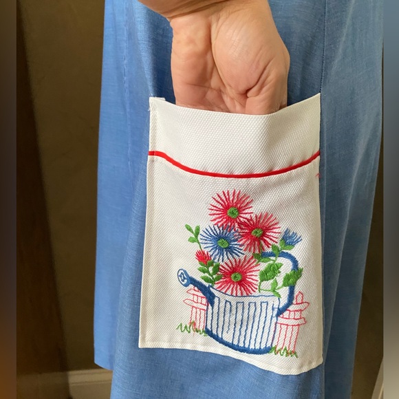 Komar 70s vintage house blue sleeveless dress robe women’s size M/L - Picture 11 of 12